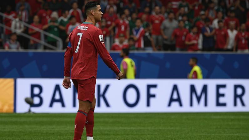 O atacante de Portugal, Cristiano Ronaldo (nº 07), reage durante a partida de futebol contra a República Democrática do Congo pelo Grupo K da Copa do Mundo de 2026, no Houston Stadium, em Houston (Foto: Ronaldo Schemidt / Afp)