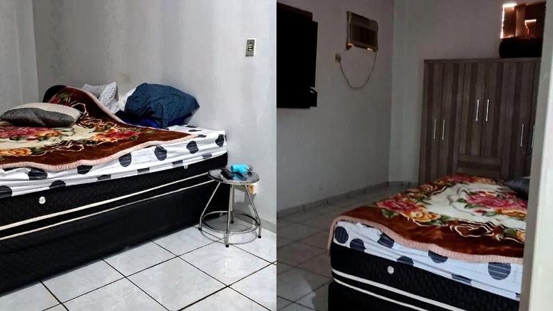 Quarto montado por médico no Hospital Municipal de Itaúna do Sul. — Foto: Reprodução