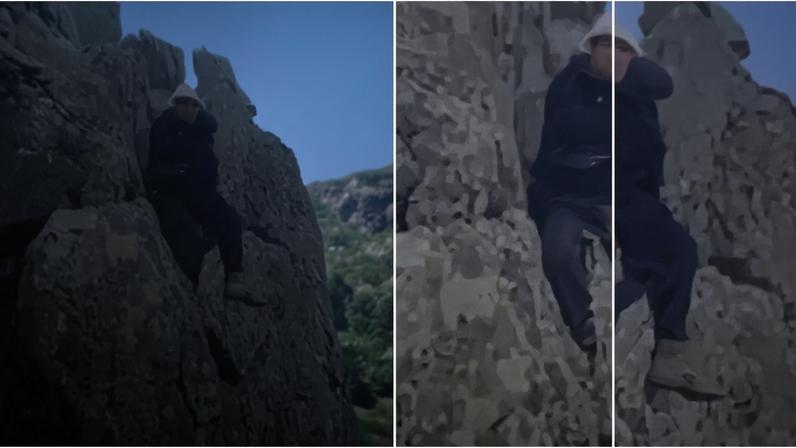 Sequência da queda de trilheiro da Pedra do Macaco, em Maricá, Rio - Metrópoles