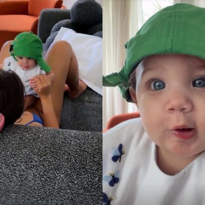 Rafa Kalimann coloca boné em Zuza; bebê encanta a web com carinhas fofas