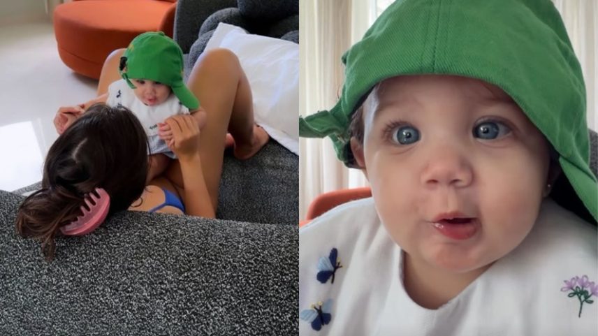 Rafa Kalimann coloca boné em Zuza e bebê derrete a web com carinhas fofas — Foto: Reprodução/Instagram
