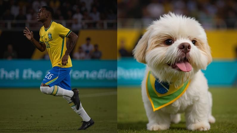 Jogador de futebol Ryann e seu cachorro Duck