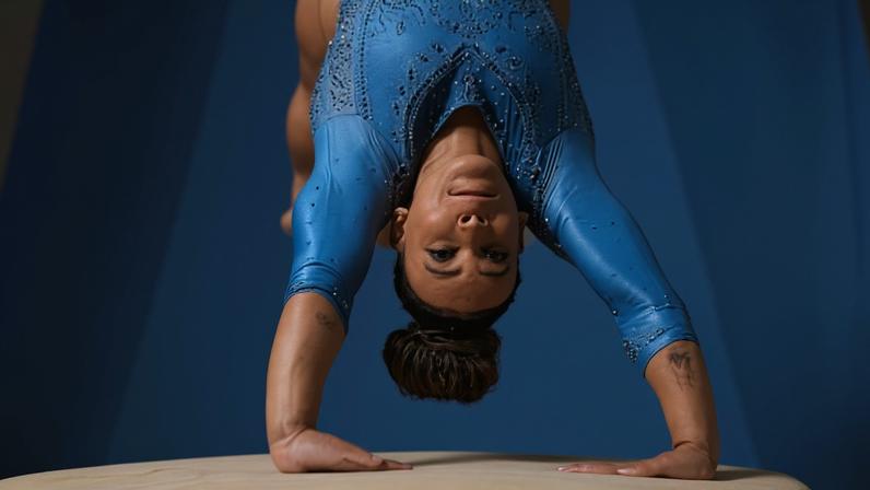 Rebeca Andrade durante salto no Pan-Americano Pan-Americano de Ginástica Artística, no Rio de Janeiro