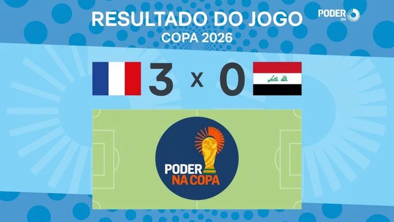 A seleção da França venceu a do Iraque por 3 a 0, pelo Grupo I da Copa