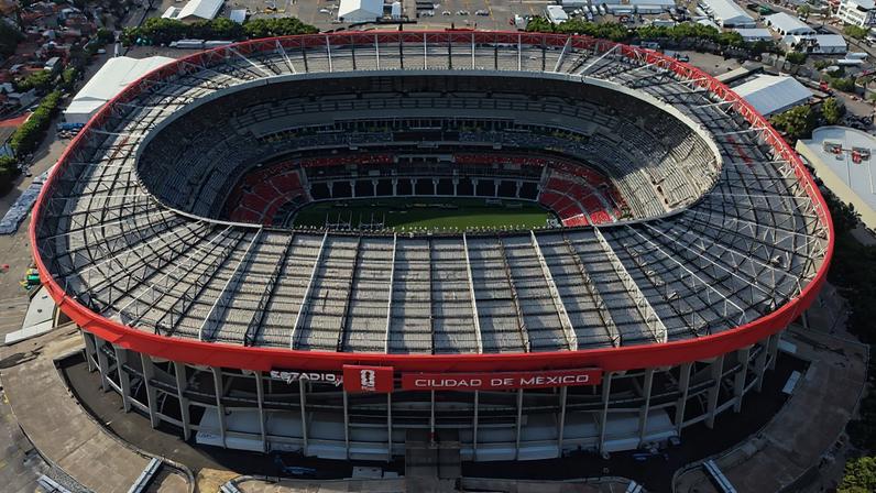 Visão aérea do reformado Estádio Azteca, na Cidade do México, palco do jogo de abertura da Copa do Mundo de 2026 (Foto: Carl de Souza / AFP)