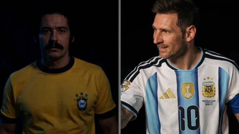 Rivellino durante a Copa de 74 e Messi após bater recorde na Copa de 2026