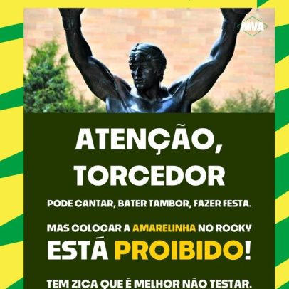 Torcida brasileira evita vestir estátua de Rocky Balboa na Filadélfia