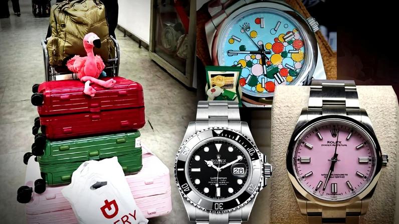 malas de viagens e relógios rolex
