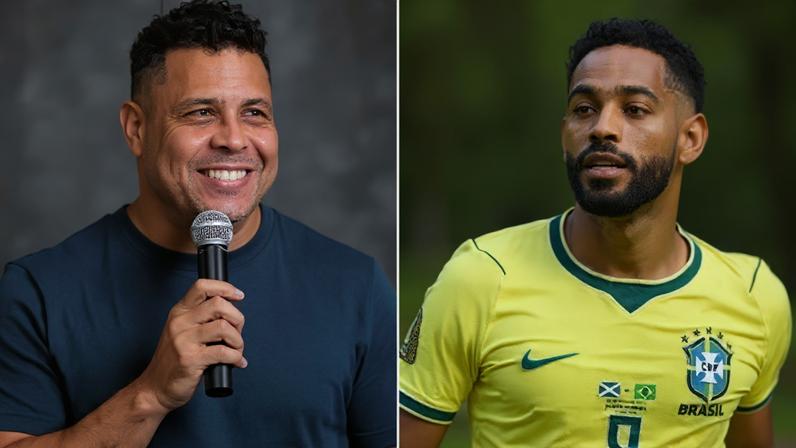 Ronaldo Fenômeno (à esquerda) e Matheus Cunha (à direita)