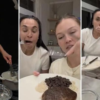 Marta recebe jantar com comida brasileira preparado por Carrie Vieira