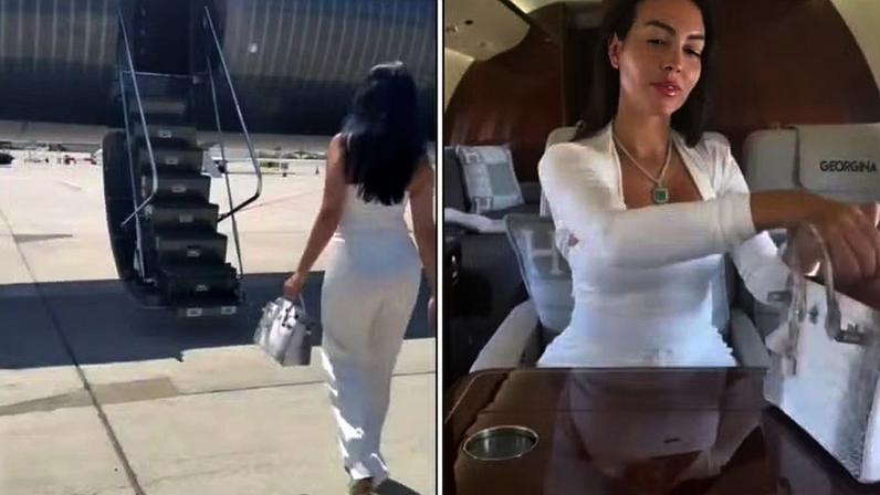 Georgina Rodriguez mostra rotina de beleza em seu jatinho