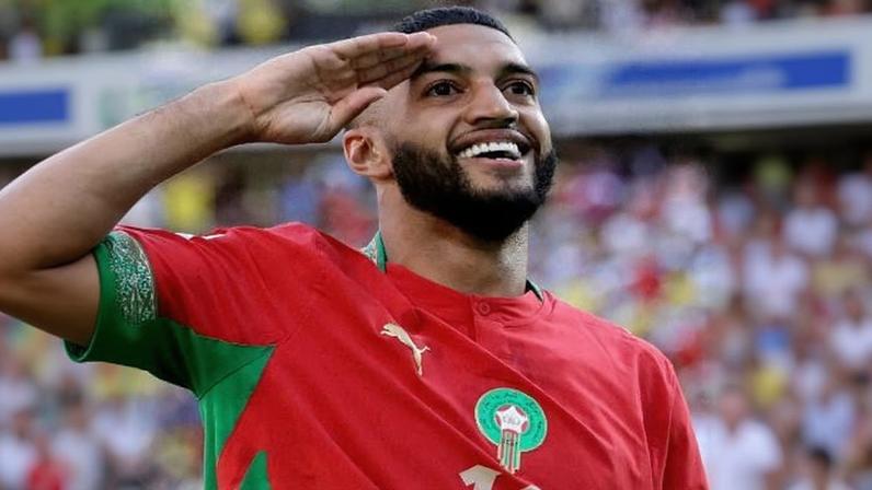 Saibari comemora gol em Brasil x Marrocos, jogo da Copa do Mundo