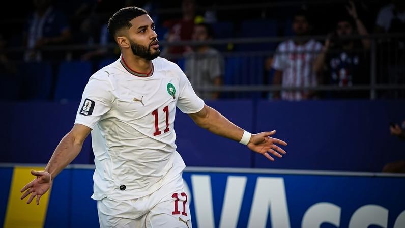 Saibari comemora gol relâmpago do Marrocos contra a Escócia