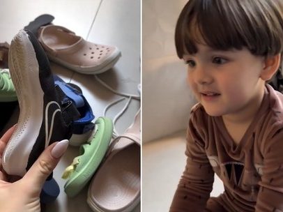 Mãe aperta botão errado e deforma sapatos do filho, chora de desespero