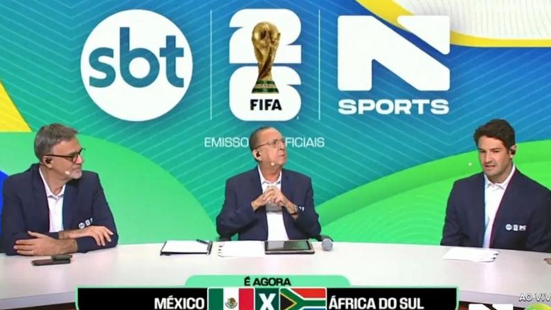 Galvão Bueno em transmissão da abertura da Copa do Mundo no SBT (SBT/Reprodução)