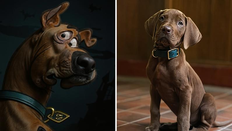 Imagens de Scooby Doo em animação e na nova produção live-action
