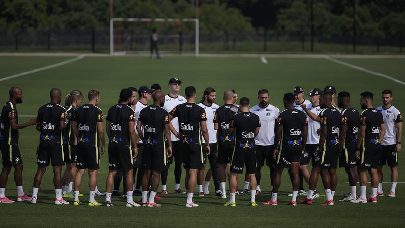 Técnico Carlo Ancelotti psssa instruções para os jogadores do Brasil. (Foto: Sebastiao Moreira/EFE)