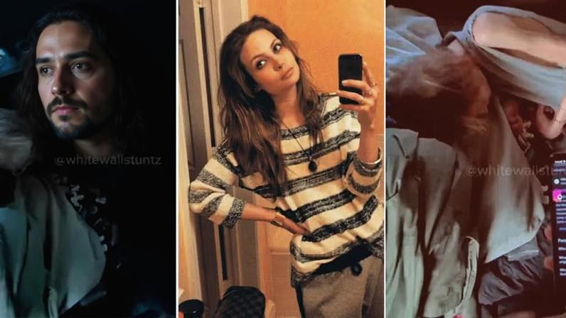 A atriz Daveigh Chase entre imagens obtidas por investigador particular — Foto: reprodução