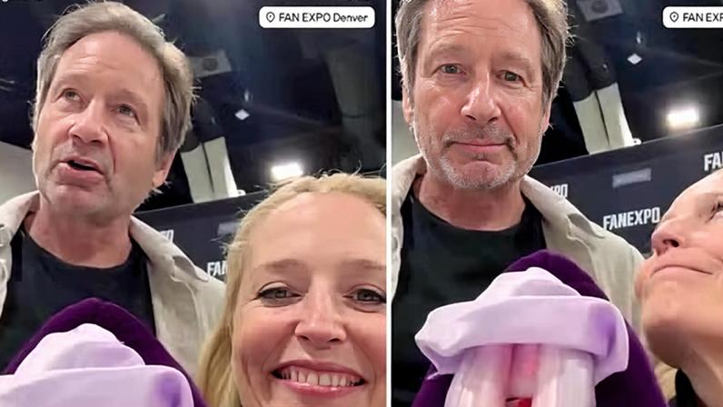 Os atores David Duchovny e Gillian Anderson — Foto: reprodução/X