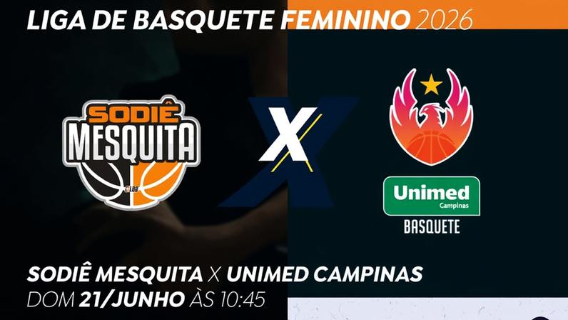 Brasília (DF), 19/06/2026 - TV Brasil transmite jogo das quartas de final da Liga de Basquete Feminino 2026 entre Sodiê Mesquita e Unimed Campinas. Arte/Agência Brasil