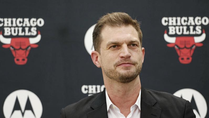 Jun 17, 2026; Chicago, Il, USA; New Chicago Bulls head coach Tiago Splitter smiles during a press conference at Advocate Center. Mandatory Credit: Kamil Krzaczynski-Imagn Images