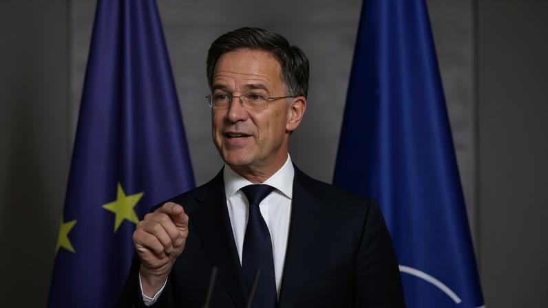 Secretário-geral da Otan, Mark Rutte, durante entrevista coletiva em Berlim