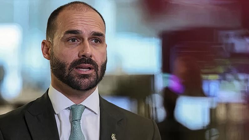 Deputado federal Eduardo Bolsonaro durante entrevista à Reuters em Washington