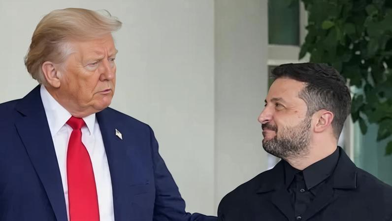 Donald Trump e Volodymyr Zelenski em Washington
