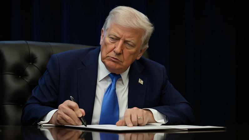 Pesidente dos EUA, Donald Trump, assina decreto no Salão Oval da Casa Branca, em Washington