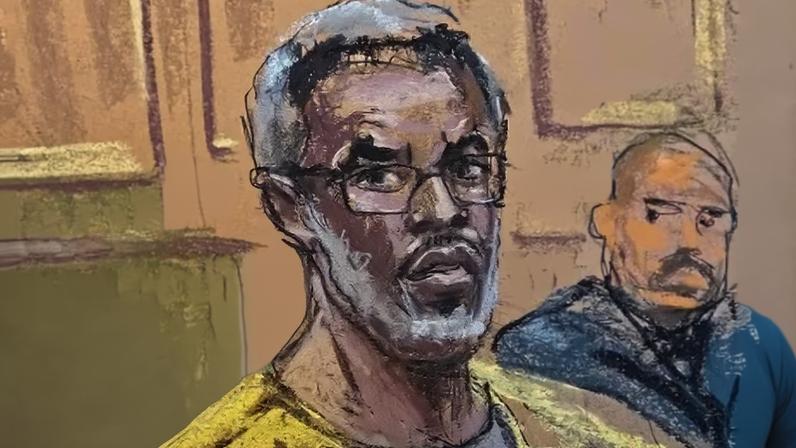 Sean "Diddy" Combs durante audiência em tribunal em Nova York, EUA