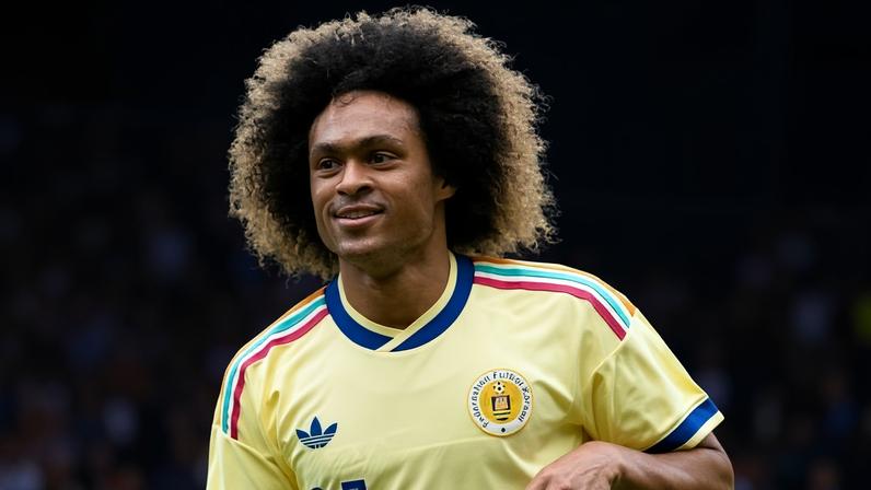Tahith Chong comemora gol marcado por Curaçao durante amistoso contra a Escócia