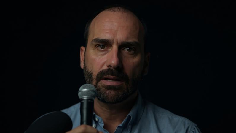 O deputado federal Eduardo Bolsonaro (PL-SP) e o governador de São Paulo, Tarcísio de Freitas (Republicanos)