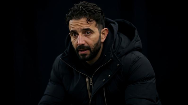 Técnico Ruben Amorim, do Manchester United, durante jogo contra o Fulham pela Copa da Inglaterra