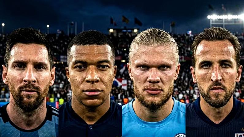 Messi, Mbappé, Haaland e Kane: como pará-los? — Foto: Imagem produzida com auxílio de IA