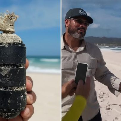 Granada encontrada em mutirão de limpeza de praia no RJ