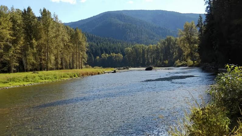 O rio Coeur d'Alene atravessa o Vale da Prata (EUA), local onde esse metal era abundante no século 19