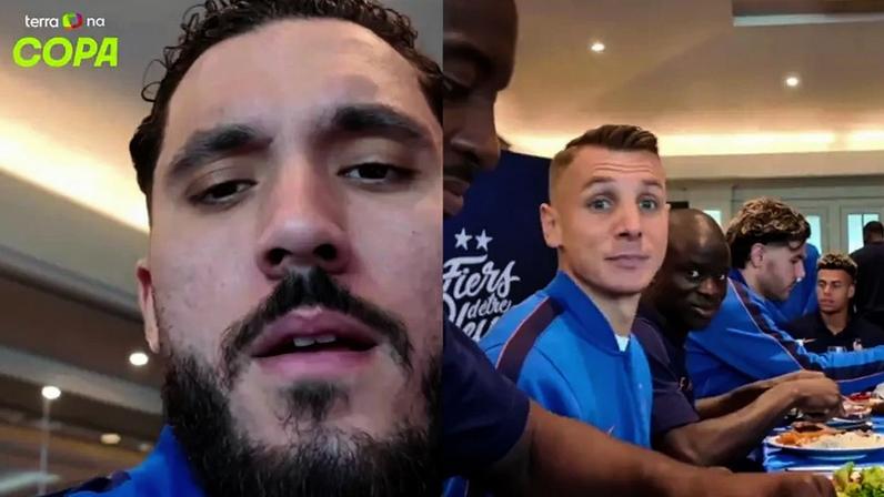 Cherki mostra mesa de almoço da seleção francesa e diz não saber filmar direito