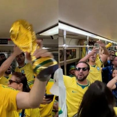 Brasileiros pintam metrô dos EUA de verde e amarelo antes de Brasil x Haiti
