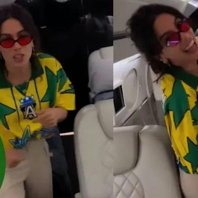 Anitta parte para a abertura da Copa do Mundo e ironiza tirando onda sem tigrinho