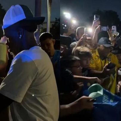 Brasileiros em Miami buscam fotos e autógrafos de Neymar e Vini Jr