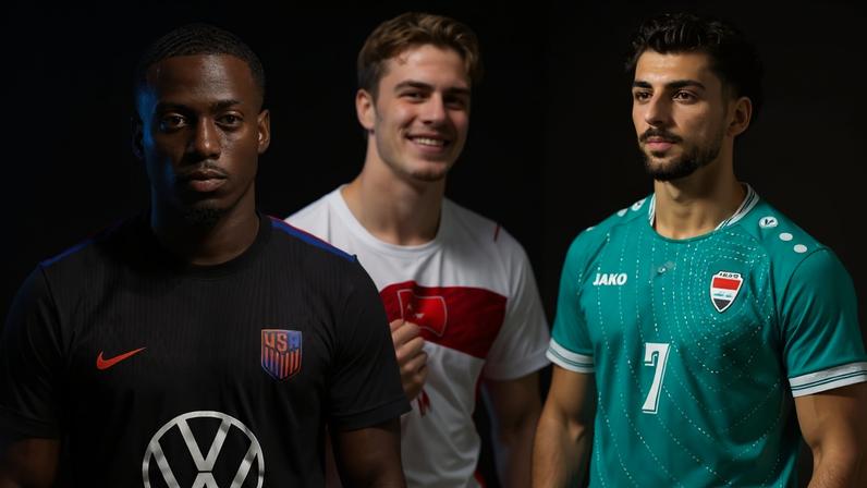 Montagem com três fotos de homens com uniformes de seleções de futebol - Metrópoles
