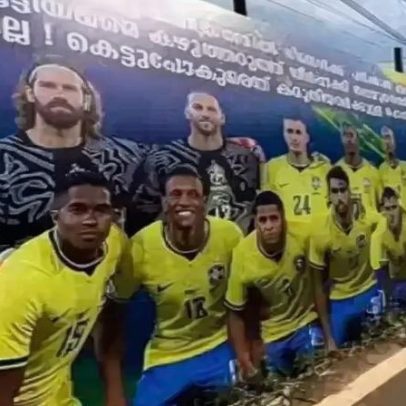Torcida brasileira na Índia viraliza com outdoor e Neymar gigante