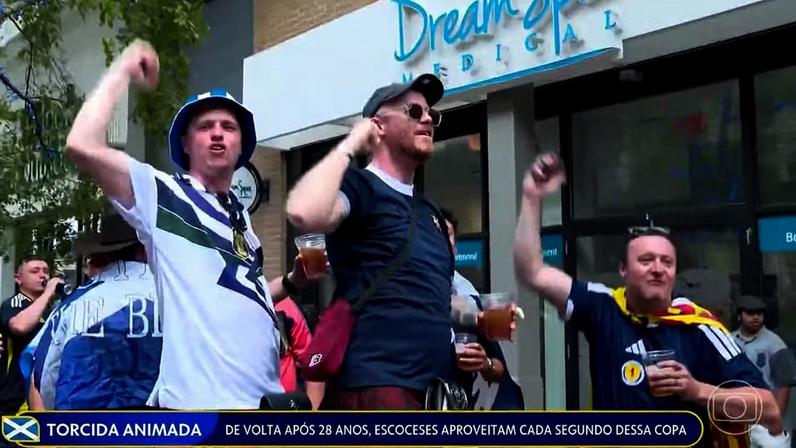 Torcida da Escócia anima a Copa e vive cada momento do torneio — Foto: Jornal Hoje