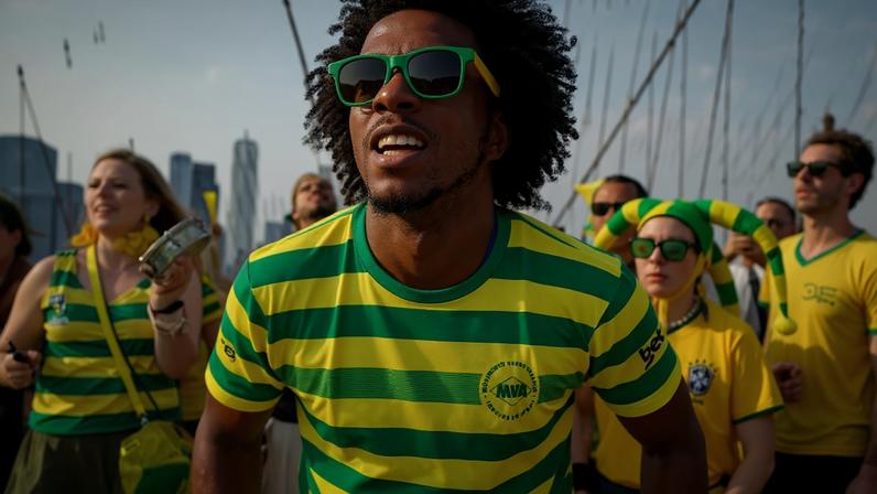 Torcedores se reúnem em Nova York para o jogo entre Brasil e Marrocos na fase de grupo da Copa do Mundo 2026