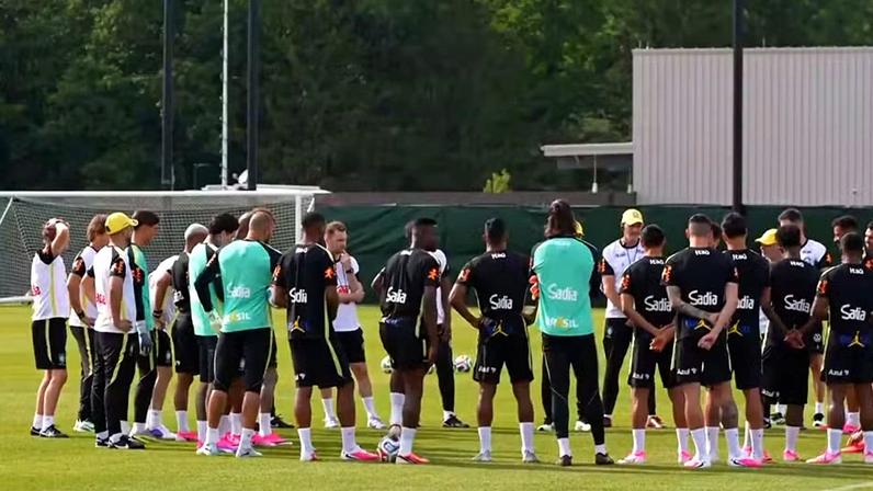 Seleção faz seu primeiro treino nos Estados Unidos para Copa do Mundo — Foto: Reprodução/CBF TV