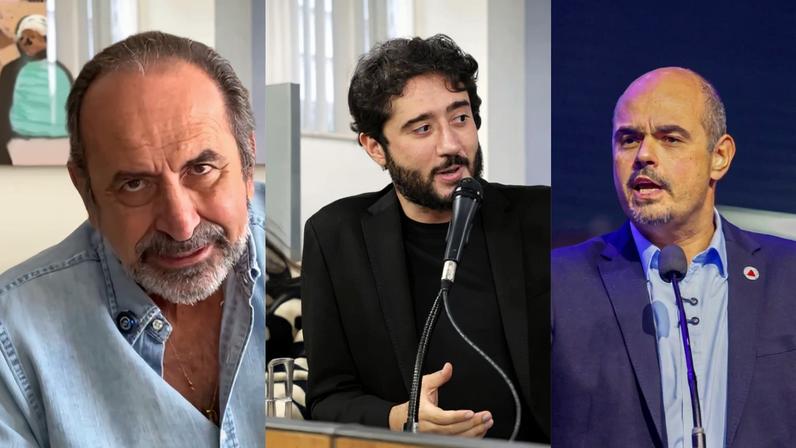 Montagem com os pré-candidatos ao governo de Minas, Alexandre Kalil, Gabriel Azevedo e Mateus Simões