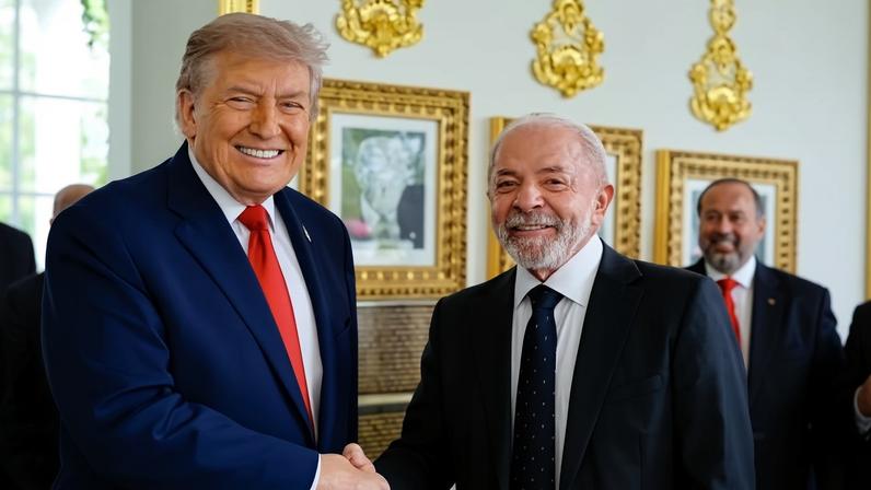 Trump e Lula em fotografia na Casa Branca