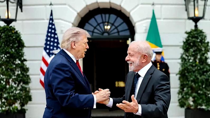O presidente Luiz Inácio Lula da Silva, durante Encontro com o Presidente dos Estados Unidos, Donald Trump