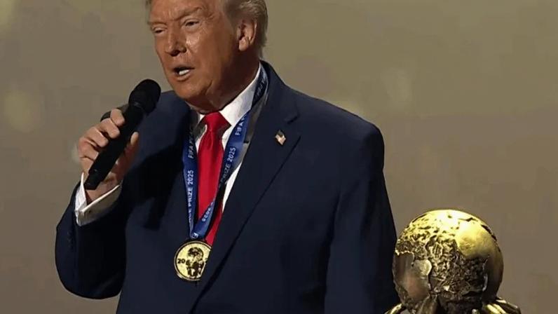 Trump, durante a cerimônia de recebimento do Prêmio da Paz