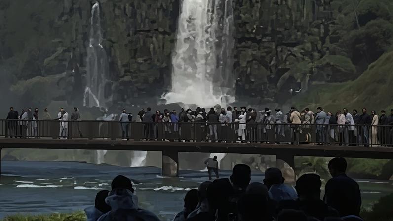 Cataratas do Iguaçu, em Foz do Iguaçu (PR); turista ultrapassou área de segurança para recuperar celular no sábado (6.jun.2026) Reprodução